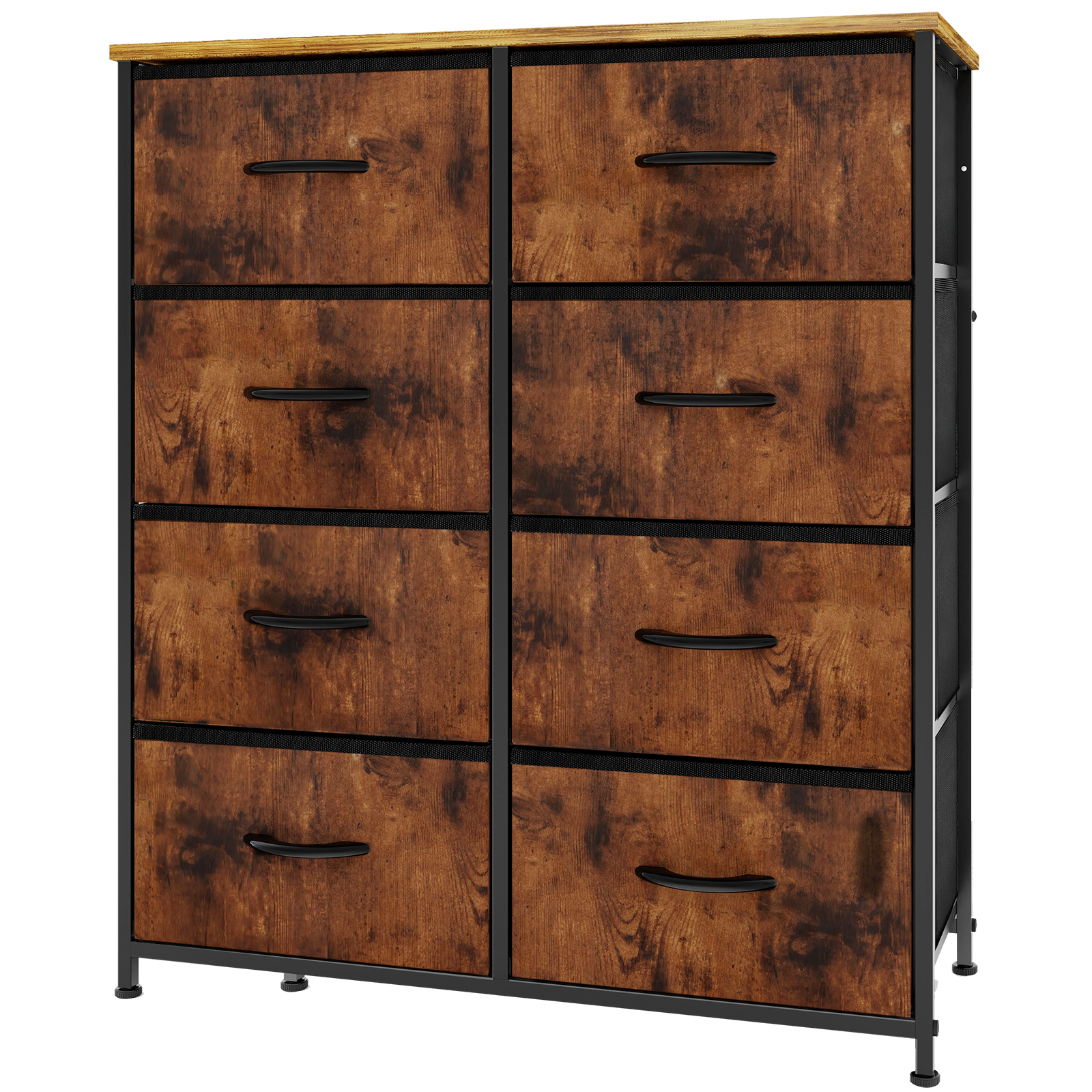 10-Drawer Fabric Dresser with Wooden Top for Bedroom Closets and Nurseries 39.5-in Storage Tower with 6 Large and 3 Small Non-Woven Drawers on an X-Braced Metal Frame 135-lb Countertop Rating with 2 Anti-Toppling Devices and Foot Pads
