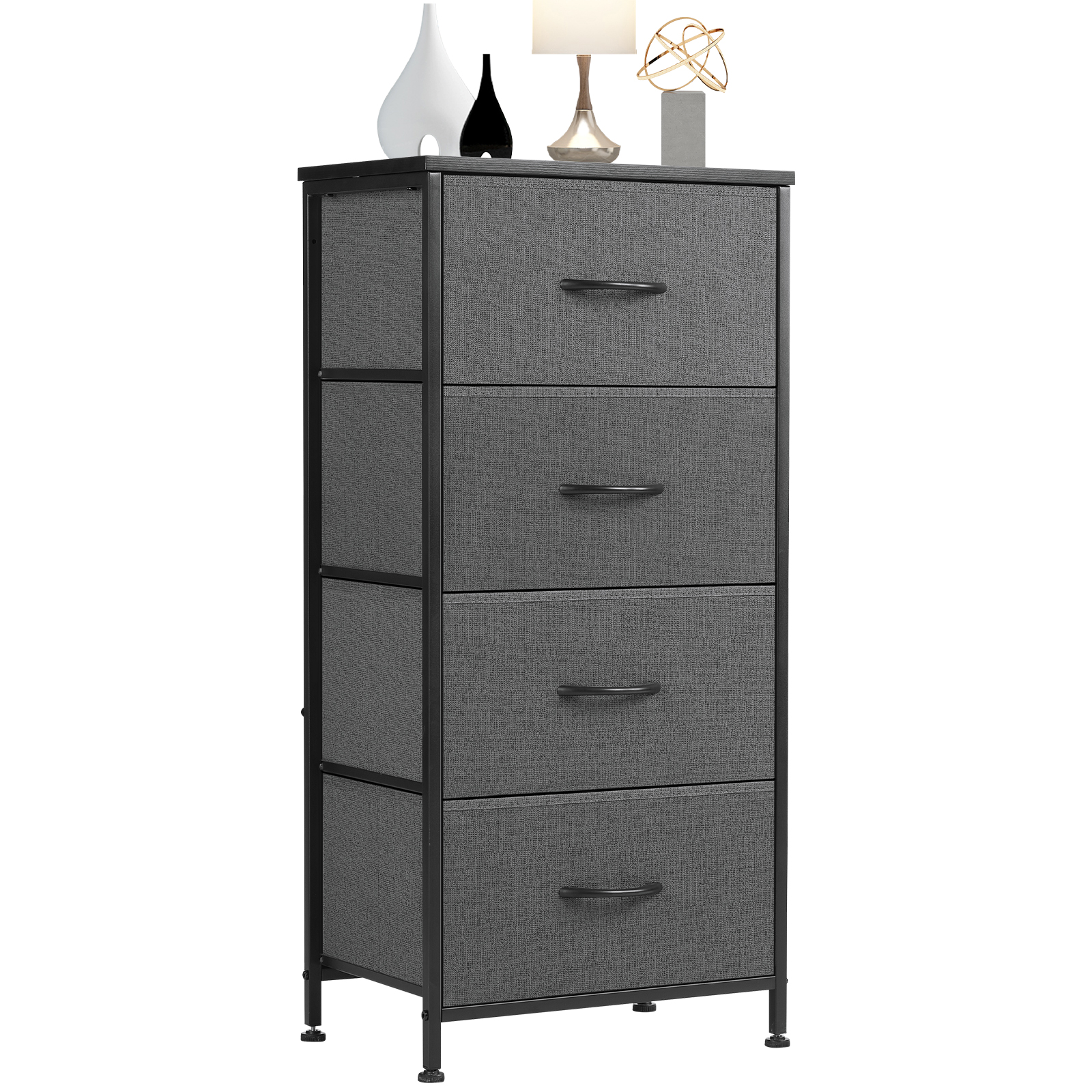 4 Tiers Drawers Dresser Chest of Drawers,Metal Frame and Wood Top