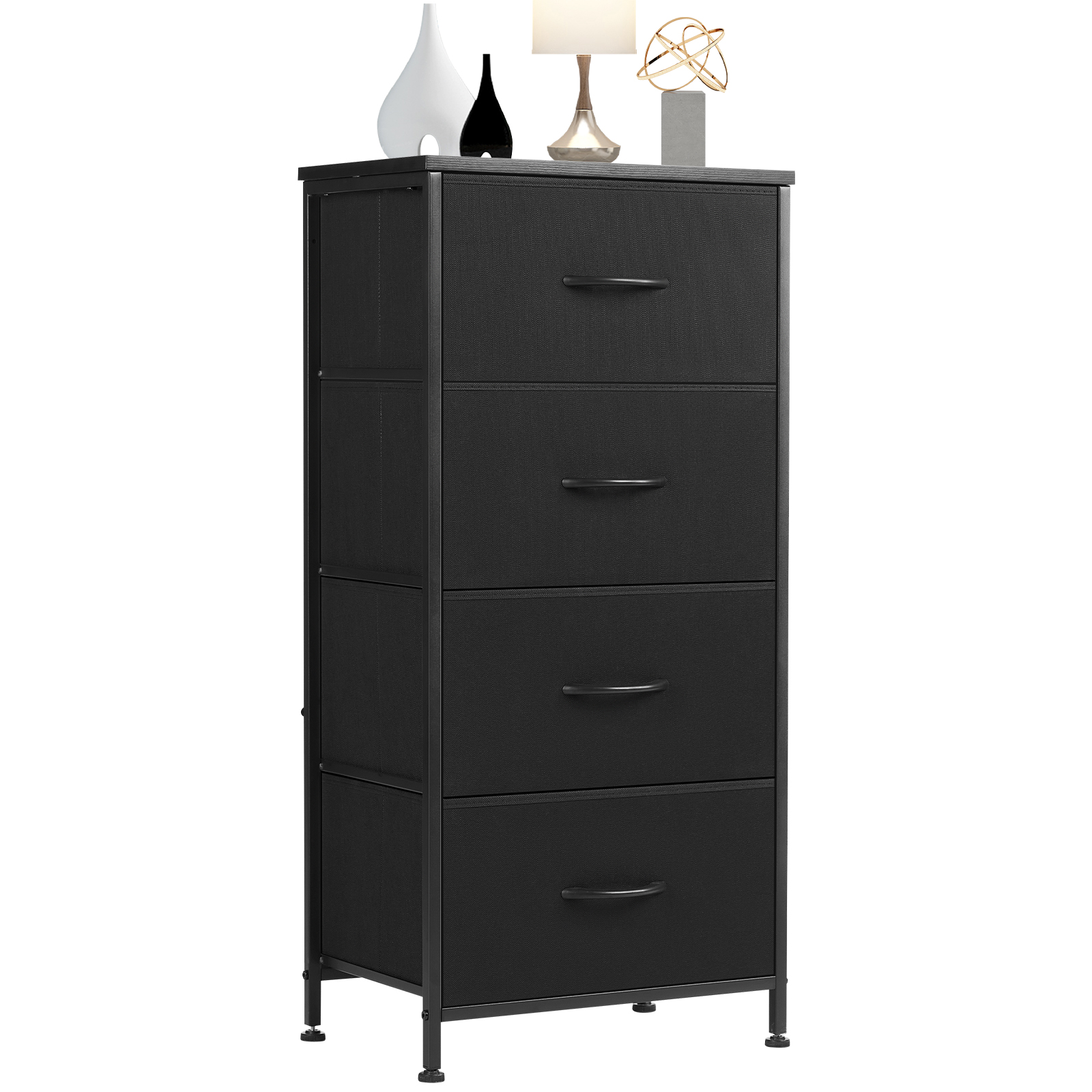 4 Tiers Drawers Dresser Chest of Drawers,Metal Frame and Wood Top