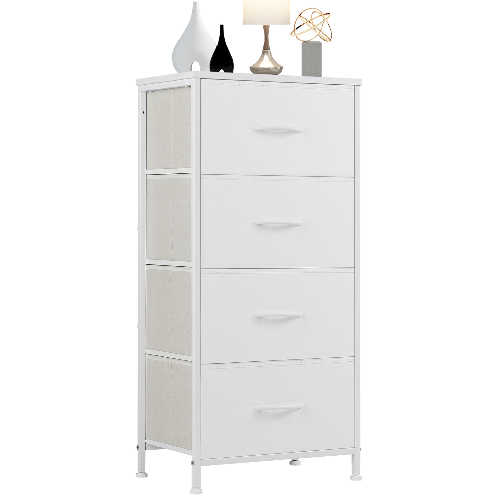 4 Tiers Drawers Dresser Chest of Drawers,Metal Frame and Wood Top